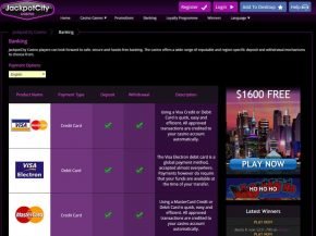 JackPot City Casino Bonus €/$ 1600