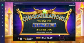 Pino casino Congratulations