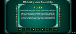 Plenty on twenty rules