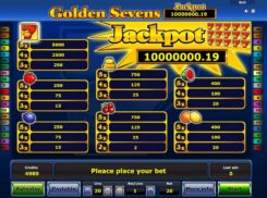 Golden Sevens Slot Game Symbols