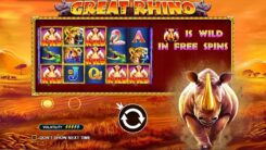 Great Rhino Slot Game First Screen