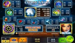 Gypsy Moon Slot Paytable