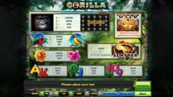 Gorilla Paytable