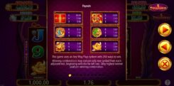 5 Treasures Slot Game Paytable
