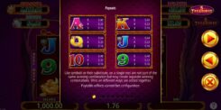 5 Treasures Slot Game Paytable low
