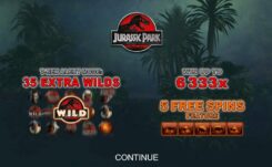 Jurassic Park slot game first screen