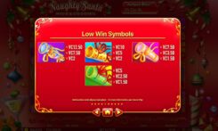 Naughty Santa Slot Game Low Win Symbols