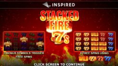 Stacked Fire 7s slot game first screen