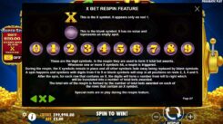 Super X slot game Respin feature