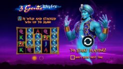 3 Genie Wishes slot game first screen