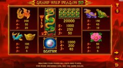 Grand Wild Dragon 20 Slot game Symbols