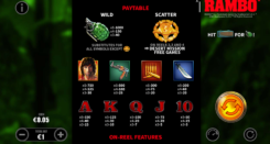 Rambo slot game symbols