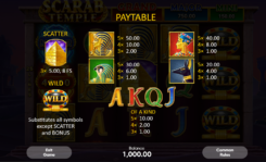 Scarab Temple slot game symbols