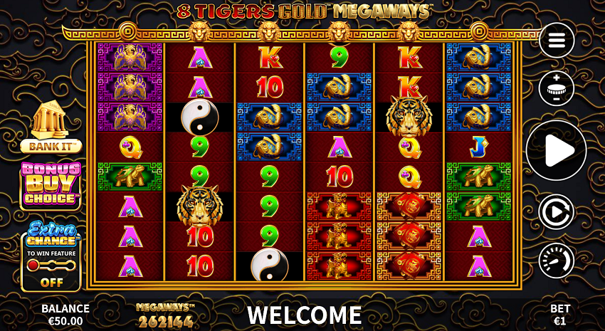 8 Tigers Gold slot game reel