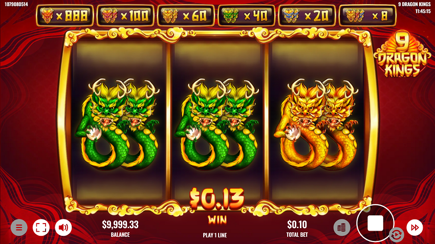 9 Dragons Kings slot game win