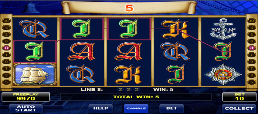 Admiral Nelson slot game win