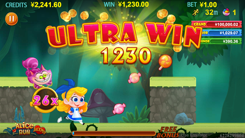 Alice Run slot game won