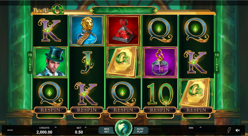 Book of Oz slot game reel