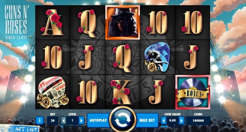 Guns n Roses slot game reel