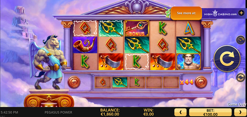 Pegasus Power slot game win