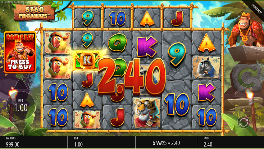 Return of Kong Megaways slot game win