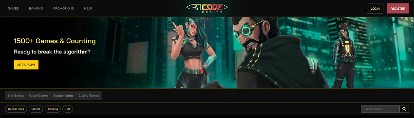 Decode Casino Slot Game Home Page