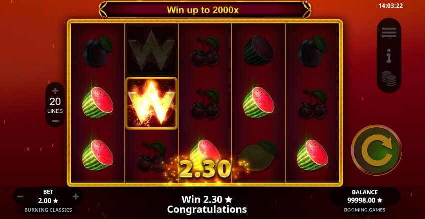 Burning Classics slot game win