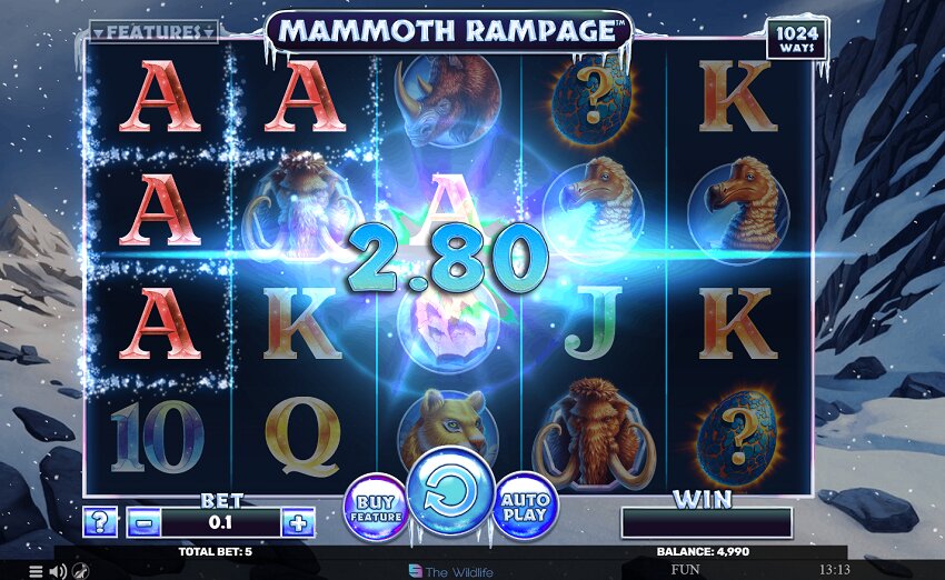 Mammoth Rampage slot game win