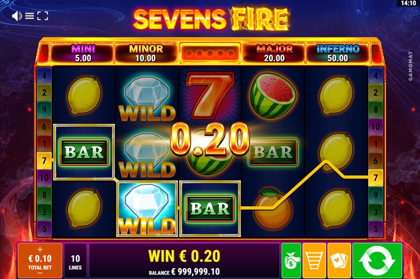 Sevens Fire slot game won