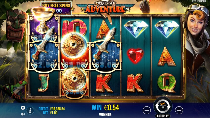Spirit of adventure slot game won