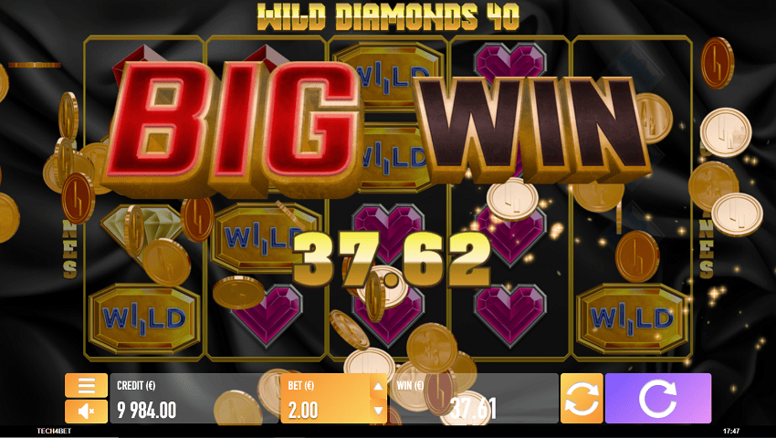 Wild Diamonds 40 slot game win