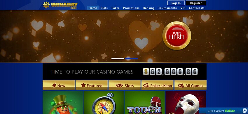 Winaday casino first page