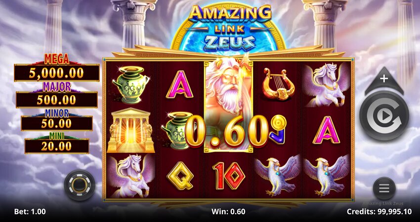 Amazing Link Zeus slot game won