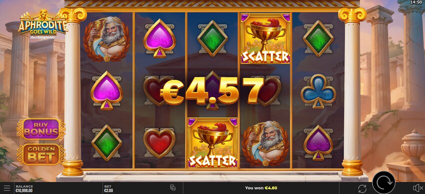 Aphrodite Goes Wild RushingWilds slot game win