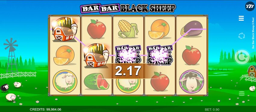 Bar Bar Black Sheep slot game won