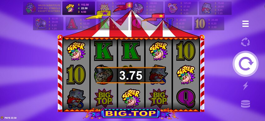 Big Top slot game win