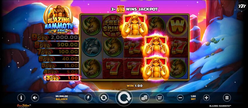 Blazing Mammoth slot game win