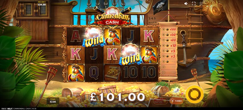Cannonball Cash slot game won
