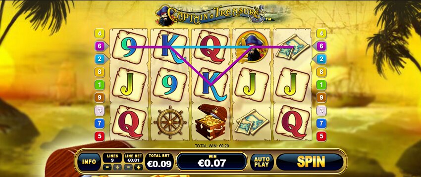 Captains Treasure slot game win