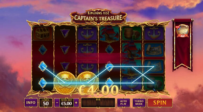 Kingdoms Rise Captains Treasure slot game win