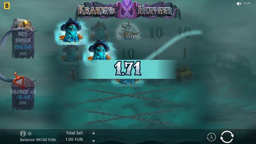 Krakens Hunger slot game win