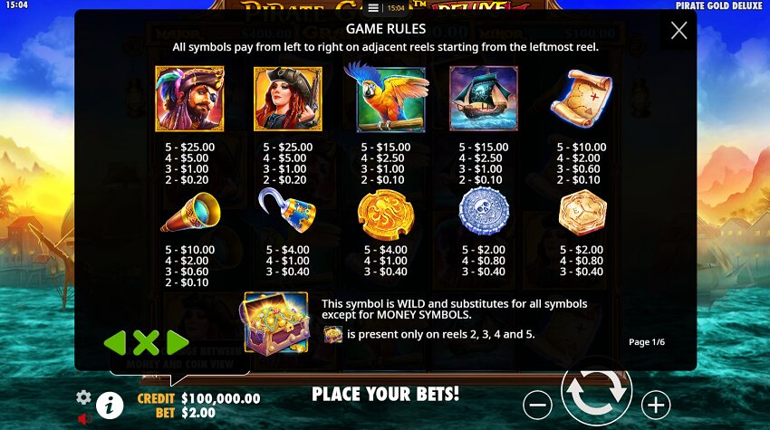 Pirate Gold Deluxe slot game symbols