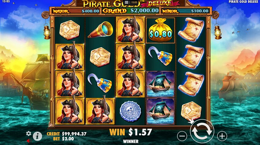 Pirate Gold Deluxe slot game won