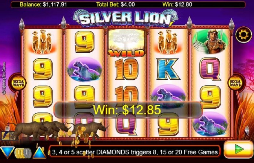 Silver Lion Slot Game Reel