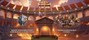 3 Gladiators vs Caesar slot game logo