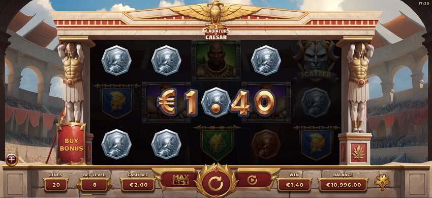 3 Gladiators vs Caesar slot game win