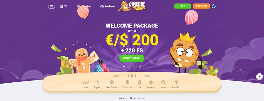 Cookie Casino Home Page