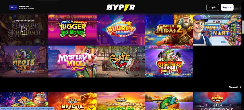 Hyper Casino slots games
