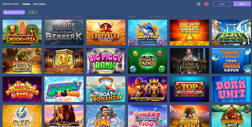 Jackie Jackpot Casino Home Page