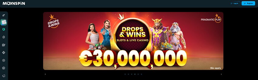MoonSpin Casino Home Page